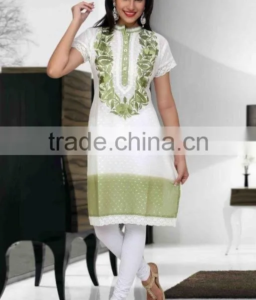 White Latest Kurti Designs for Girls for Stitching 2014 photo-4
