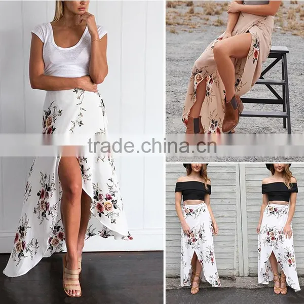 2017 Latest Fashion OEM Sexy Women Summer Printed Long Maxi Skirt for Wholesale