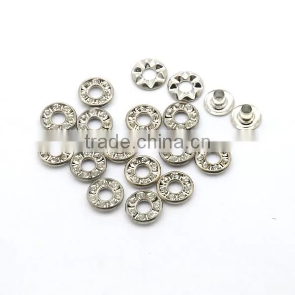4 Colors 9mm Round Metal Brass Rhinestone Eyelets Crystal Diamond Grommets Glass Eyelets RE-9mm-001 photo-3