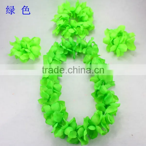 Colorful Hawaii Flower Garland Wreath Necklace Bracelet Headwear Sets photo-2