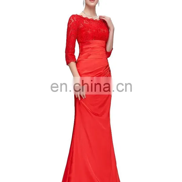 Grace Karin Elegant Long Sleeve Lace Evening Dresses Red CL4524-2 photo-2