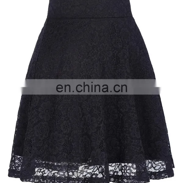 Kate Kasin Women Ladies Floral Pattern Lace Skirt A-Line Black Mini Skirt KK000445-1 photo-4