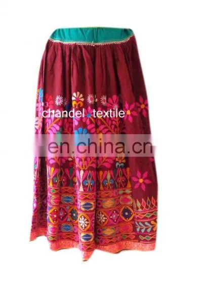 Banjara SkirtVINTAGE Skirt Rabari Collectible Banjara Belly Dance Kuchi Ethnic PINK Color With Multi Color EMBROIDERY Skirts photo-5
