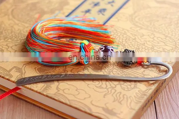 China Style Custom Engraved Logo Bookmarks Black Antique Metal Bookmarks With Fringe Decoration photo-6