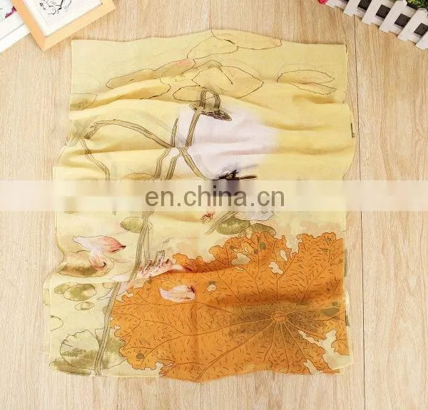 Custom Design Flower Printed Chiffon Promotional Scarf photo-5