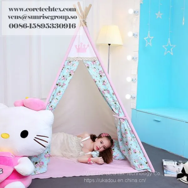 100% Canvas Cotton Kids Teepee Tent With the Pine Poles photo-3