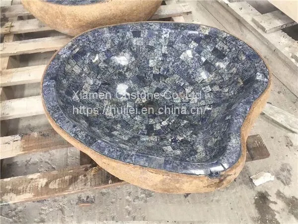 Yellow River Stone Mosaic Sinks,Mosaic River Stone Basins, Stone Sinks photo-3