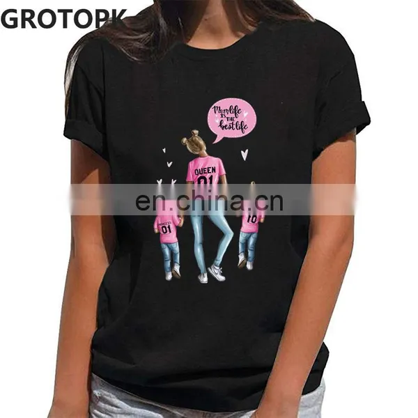 Super Mom Mother's Day Theme Print Stylish Round Neck Personality Slim Short Sleeve T-shirt photo-3