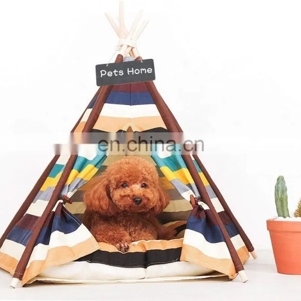 New Design Colorful Pet Teepee Tent Portable Dog House Washable Canvas Dog Tent photo-2