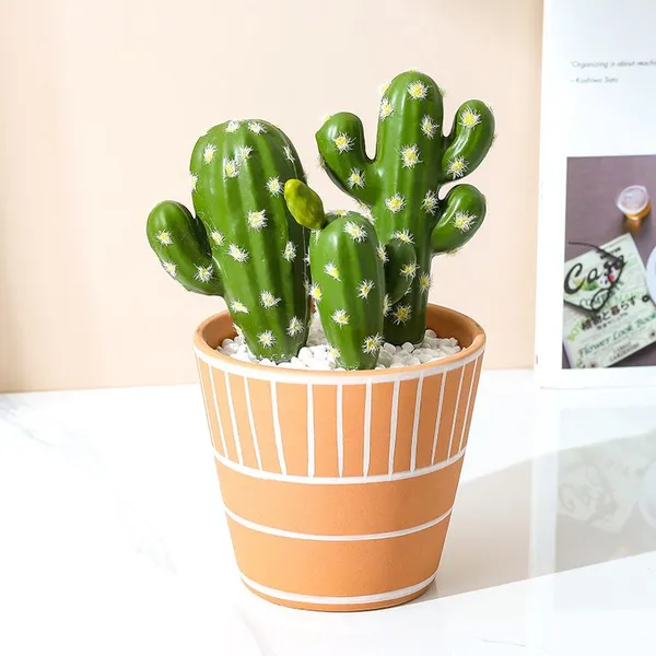 Red Color Stripe Ins Nordic Modern Style Fresh Flower Ceramic Vase For Showroom photo-2