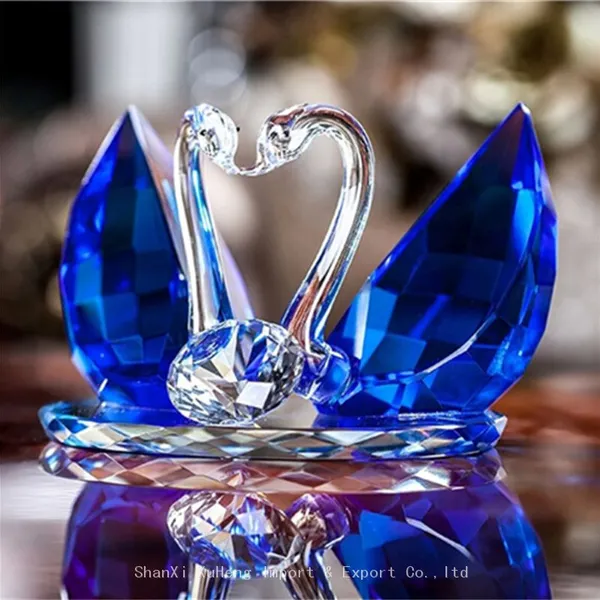 Colored K9 Crystal Swan Wedding Gifts Crystal Wedding Giveaway Gift Crystal Crafts Gifts photo-5