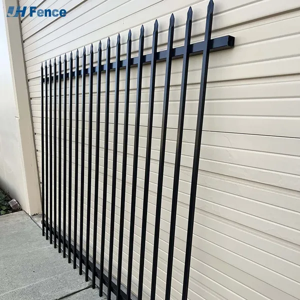 6ft Tall 8ft Wide Galvanized Flat Top Steel Fence Modern Spear Top Zinc Steel Metal Picket Fence photo-3