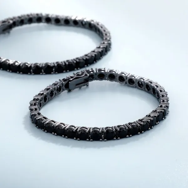 New Iced Out Bling Cubic Zirconia Tennis Chain Bracelet 5mm Black Color Charm Bangle Hip Hop For Women Men Jewelry photo-2