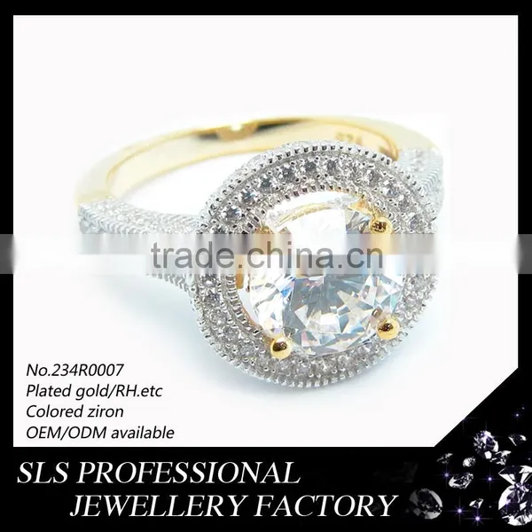 Big Stone Ring Designs High Quality cz Engagement Rings 18 Karat Gold Plated Ring photo-6
