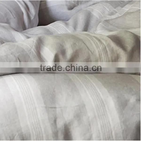 2015 Newest 100% Linen Gray Stripe Bedding Set for Home /hotel photo-6