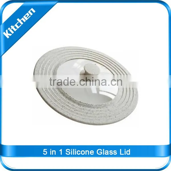 Universal 5 in 1 Silicone Glass Lid / Colorful High Quality Pot Lid With Time