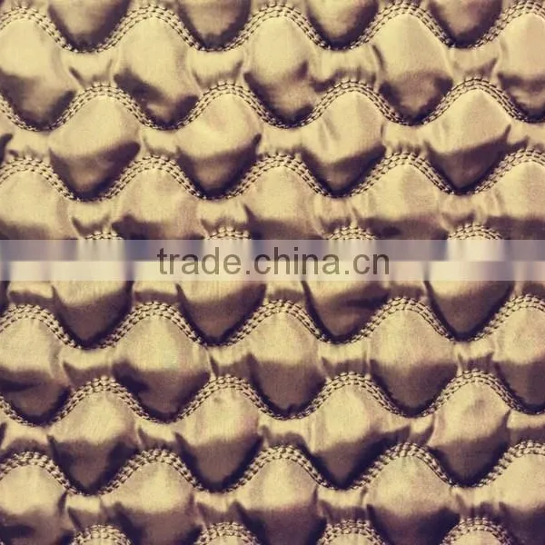Polyester Stripe With Fashion Embroidered Padded Quilting Fabric
