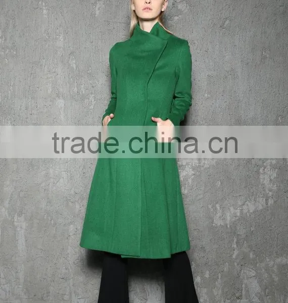 Green Long Coat Winter Coat Wool Jacket Army Coat