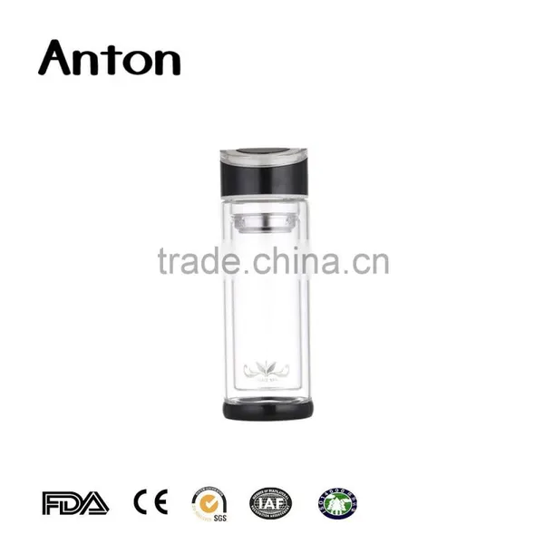 10oz High Quality Glass Bottle With Tea Straier Double Wall Glass Water Bottle With Tea Filter Infuser photo-3
