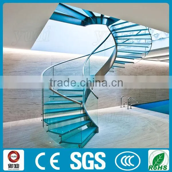Modern Commercial Hotel Glass Curved Stairs Price photo-5