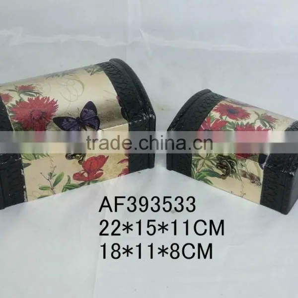 Wood Fabric Butterfly Gift Jeweled Box