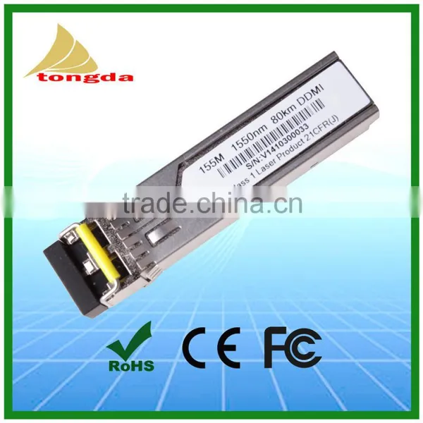 155M 80km Dual Fiber Optical Transceiver SFP 1550nm Fiber Optic Transceiver