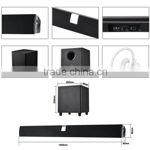 RMS 100 Watts 3D Surround Sound Home Theater Soundbar/ Sound Bar and 6.5" Subwoofer, With USB SD Bluetooth Optical for Tv