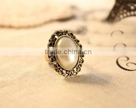 Sweety Girls'Jewelry Fresh Water Pearl Multi Gem Stone Halo Plated Vintage Engagement Ring WholeSale photo-3