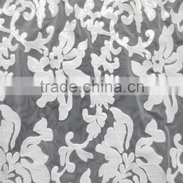 Wholesale Fancy Sequins Lace Fabric for Bridal and Girls Dress White Sequined Mesh Lace French Net Lace Textile Quality Choice photo-2