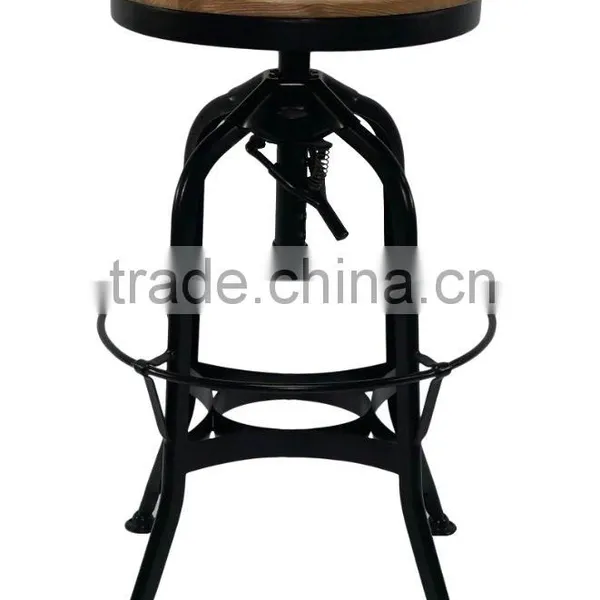 Vintage Toledo Plywood Backrest Bar Stool Chair / Retro Adjustable Metal Bar Stool/ Antique Industrial Barstool photo-5