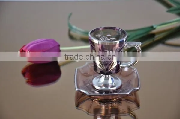Fashionable Glass Tea Cups and Saucers Set With Diffenerent Designs photo-3