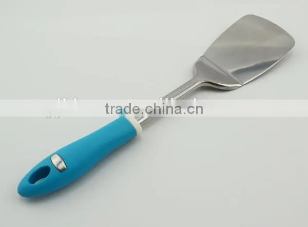 Eco-friendly Kitchen Utensil Stainless Steel Solid Turner With Plastic Handle photo-2