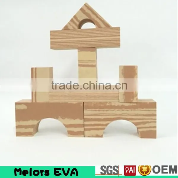 Melors Non Smell Castle Eva Wooden Block Large Eva Foam Wooden Grain Building Blocks/kids Building Blocks Manufacturer in China