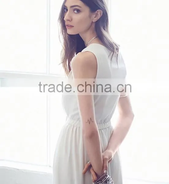 Plain Dye Deep V Blank Elegant Short Sleeve Long Evening Dress photo-3