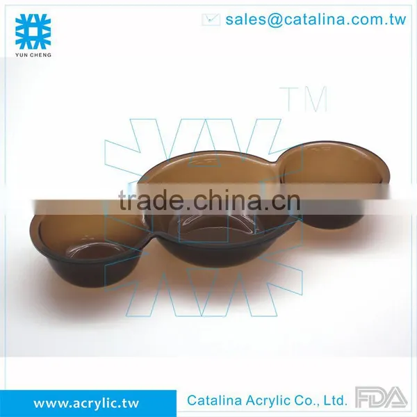 High Quality Acrylic 3 Round Compartment Food Tray photo-3