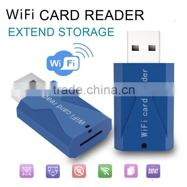 Portable USB WiFI dongle with 128G Card Reader wireless data transfer and share compatible for iPhone6S Samsung Galaxy Note HTC