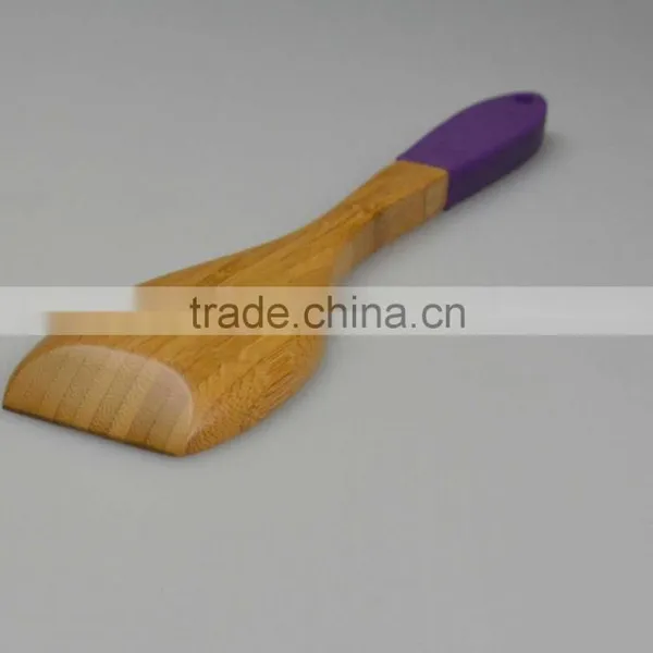 Dubai New Gastronome Trend Straight Bamboo Wooden Sillone Handle Eay Hold Spatula Cutlery Set photo-4