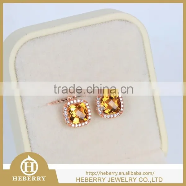 Sterling Silver Earrings With Citrine Crystal Best Gift to Friends photo-2