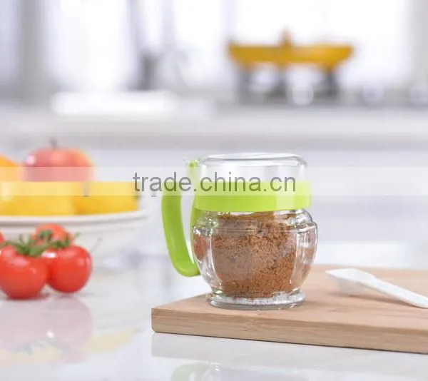 2016 Hot Sale High Kitchen Colored Quality Glass Spice Jar With Spoon photo-6