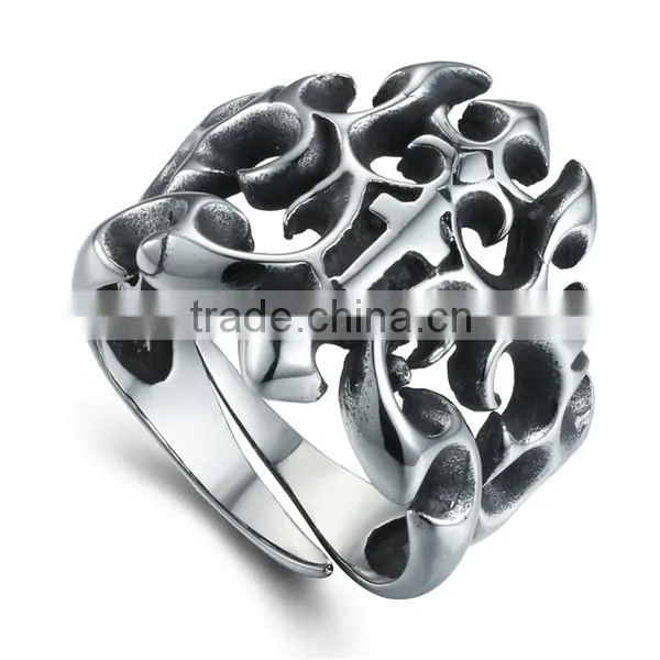 Biker Stainless Steel Hollowed-out Cross Ring photo-3