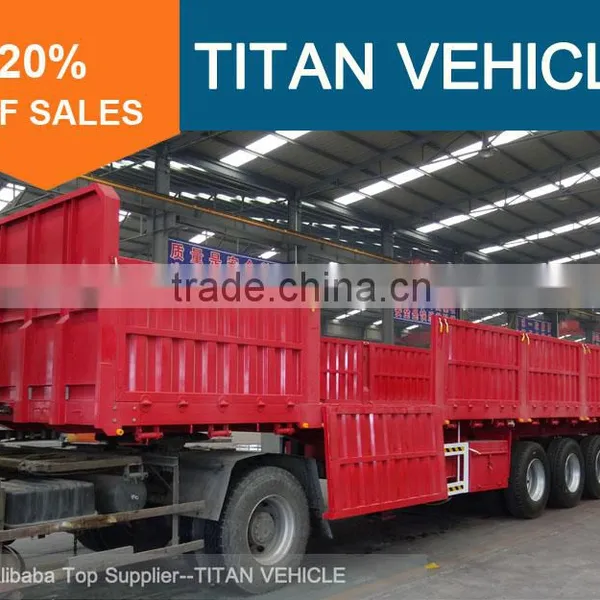 TITAN 3 Axles 4 Axles 40 Ton 60 Ton Flatbed Trailer With Drop Side Walls photo-4