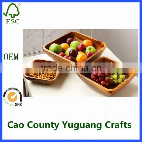 Antique Fruit Bowl Large Wood Square Fruit Serving Bowl photo-5
