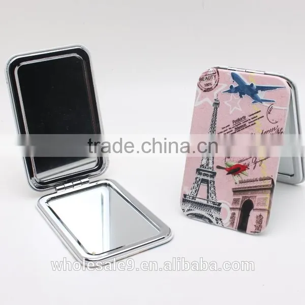 Pu Leather Cosmetic Mirror With Flowers photo-5