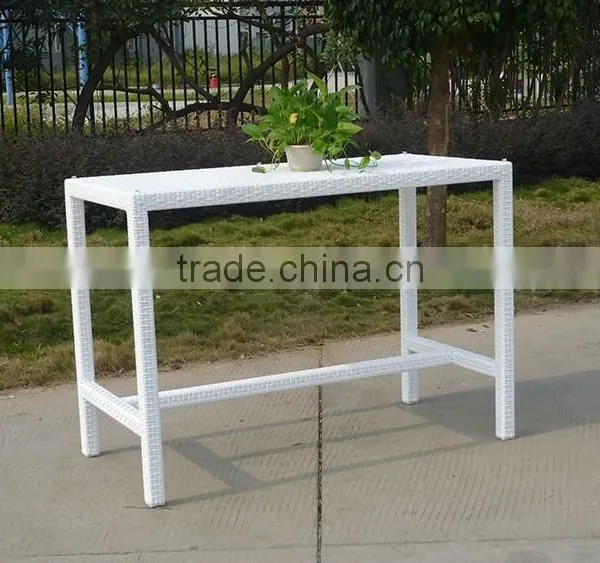 New Product White Rectangle Garden Rattan Bar Table photo-2