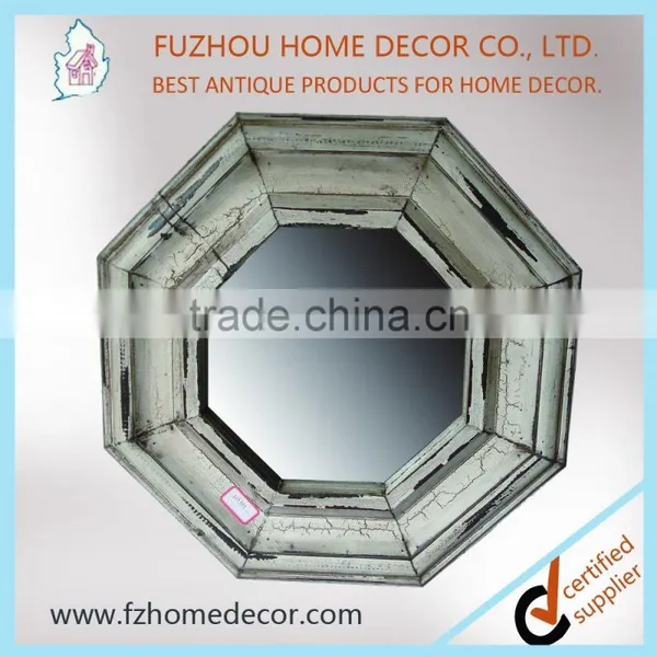 New Arrival Unique Shabby Chic Decorative Wooden Wall Mirror With Metal Hooks photo-4