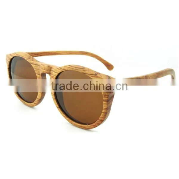 Hot Sale Zebra Wood Round Colored Lenses Wood Sunglasses photo-2
