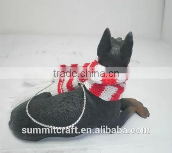 Mini Resin Doberman Dog Christmas Hanging Decoration photo-4