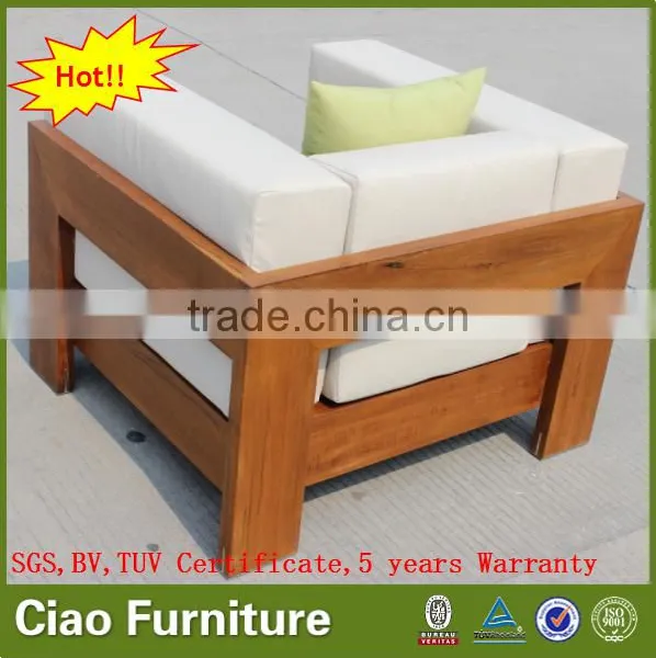 New Design Garden Furniture Teak Wooden Armchair Morden Single Sofa photo-3