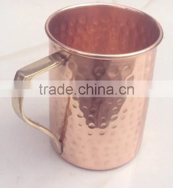 BPA FREE HAMMERED FINISH MOSCOW MULE SOLID COPPER STRAIGHT MUG WITH BRASS HANDLE, MOSCOW MULE COPPER MUGS, INDIAN COPPER MUGS photo-3