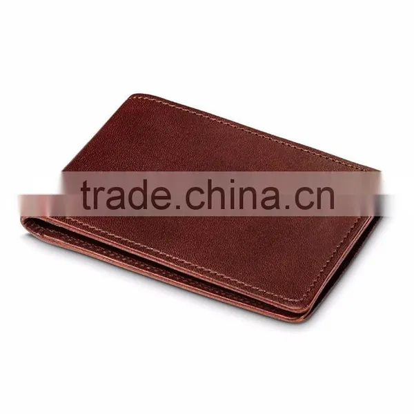 Pull Tab Card Holder Ultra Slim Bifold Leather Wallet photo-3